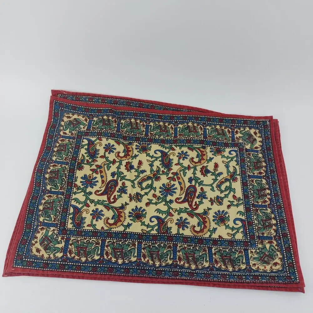 Placemats Red Elephant Floral Paisley Home Dinner Breakfast Set of 4